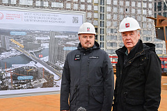 Собянин осмотрел строительство моста через Москву-реку в створе Берегового проезда